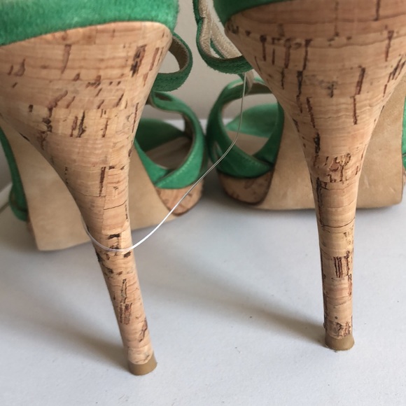 Stuart Weitzman St. Barth Made In Spain Suede Cork Heel Sandals - Picture 4 of 8